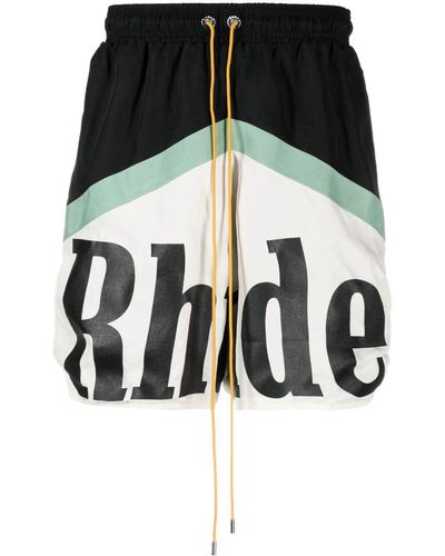 Rhude Logo-print Drawstring Deck Shorts - Black