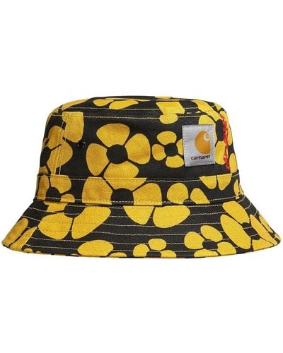 Marni X Carhartt Floral-Jacquard Bucket Hat - Yellow