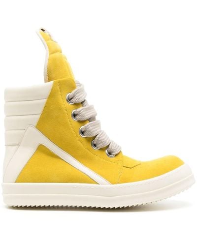 Rick Owens Geobasket Hi-top Leather Trainers - Yellow