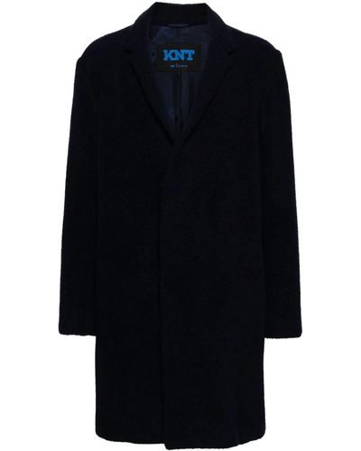 Kiton Single-breasted Fleece Coat - Black