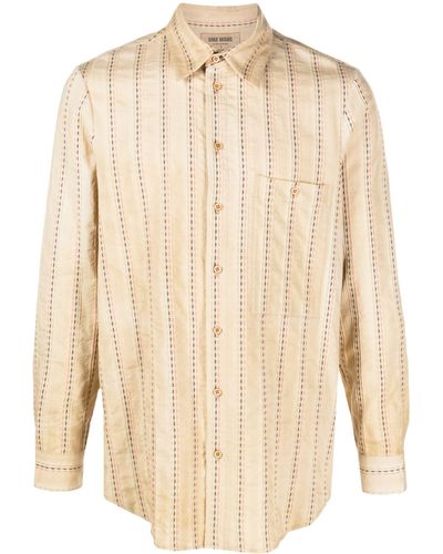 Uma Wang Tab Striped Cotton Shirt - Natural