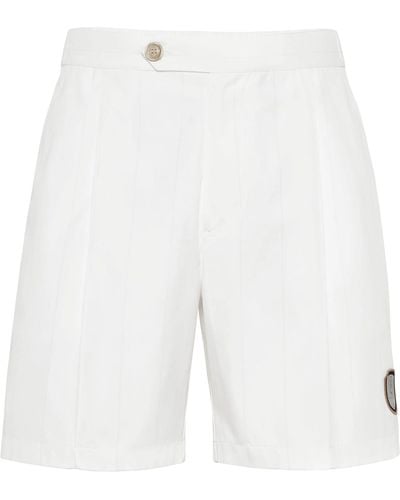 Brunello Cucinelli Logo-Appliqué Tailored Shorts - White