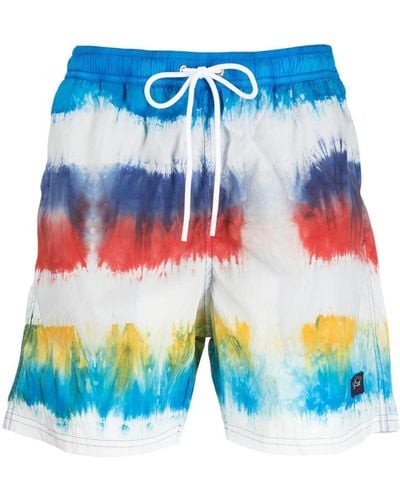 Paul & Shark Tie-dye Print Swim Shorts - Blue