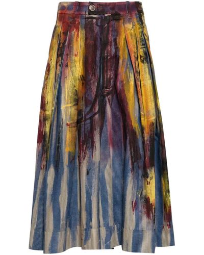 Vivienne Westwood Painterly Pleated Culottes - Blue