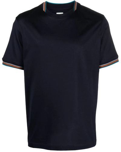 Paul Smith Striped-Trim Cotton T-Shirt - Blue