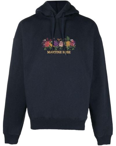 Martine Rose Navy & Purple Quarter-Zip Logo Knit Sweater