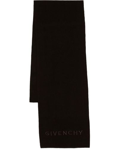 Givenchy Logo-embroidery Wool Scarf - Black