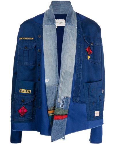 Greg Lauren Patchwork-style Patches Jacket - Blue