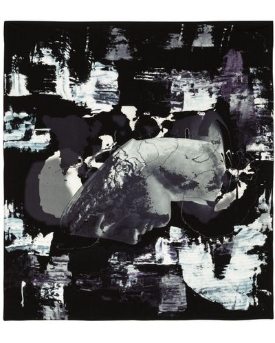 Yohji Yamamoto Graphic-print Silk Scarf - Black