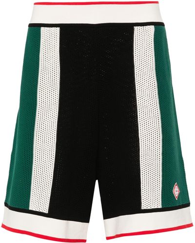 Casablancabrand Logo-appliqué Open-knit Shorts - Black