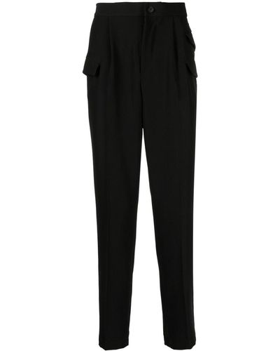 Hevò Tapered Flap-pocket Trousers - Black