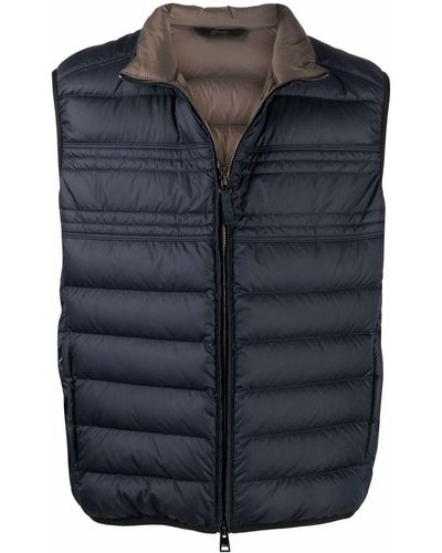 Brioni Quilted-finish Down Gilet - Blue