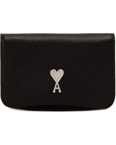 Ami Paris Paris Paris Leather Card Holder - Black