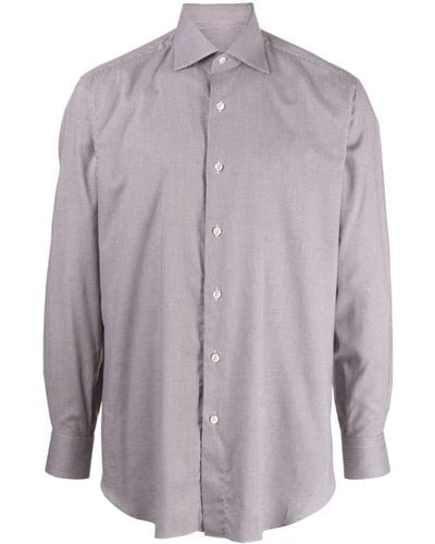 Brioni Zigzag-jacquard Cotton Shirt - Purple
