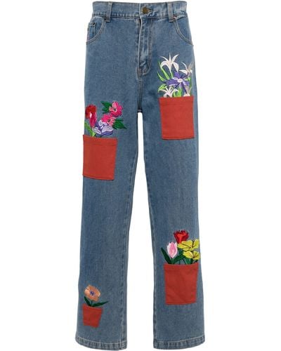 Kidsuper Flower Pots Straight-Leg Jeans - Blue