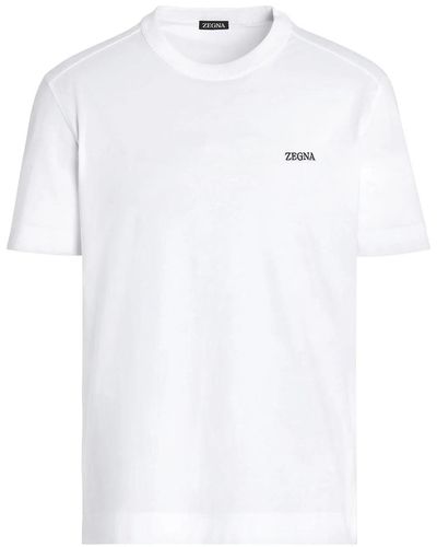 Zegna Logo-Embroidered Cotton T-Shirt - White