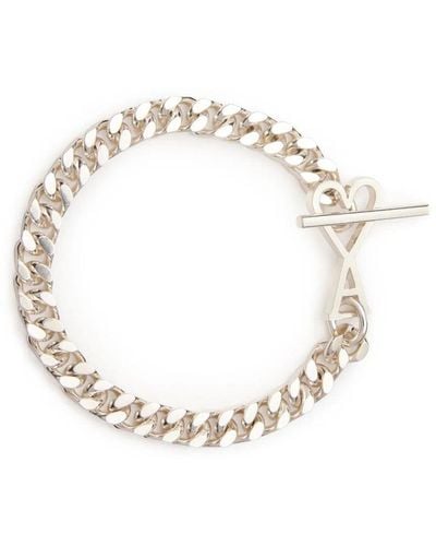 Ami Paris Ami De Coeur Curb-chain Bracelet - Metallic