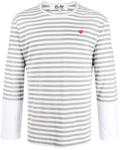 COMME DES GARÇONS PLAY Striped Long-Sleeve T-Shirt - Gray