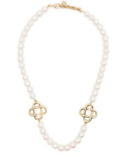 Casablancabrand Logo-plaque Pearl-detailing Necklace - White