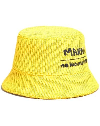 Marni Logo-embroidered Interwoven Bucket Hat - Yellow