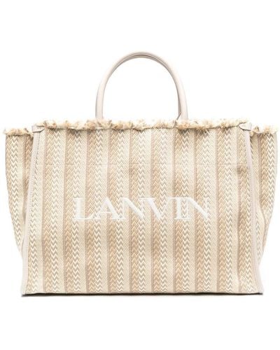 Lanvin Logo-embroidered Tote Bag - Natural