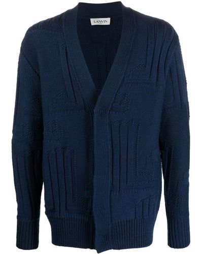 Lanvin Concealed-button Knitted Cardigan - Blue