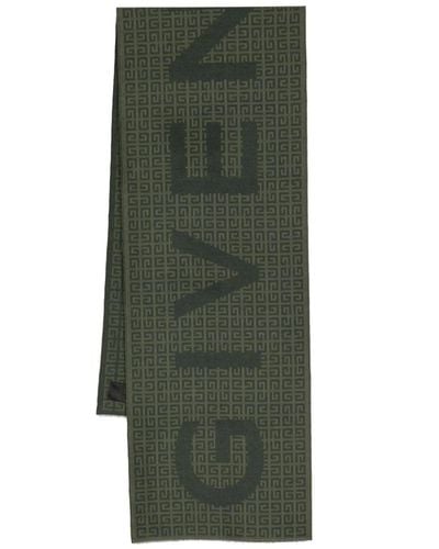 Givenchy 4G-Monogram Print Wool-Blend Scarf - Green