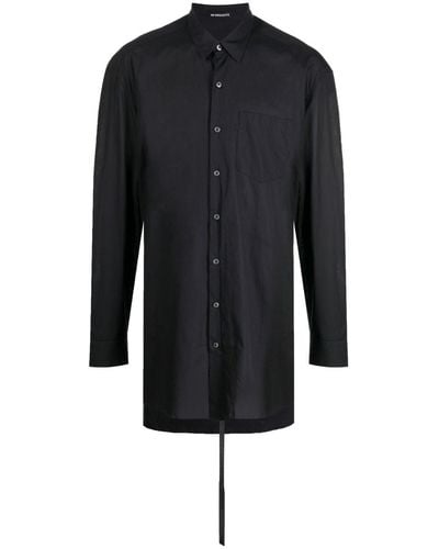 Ann Demeulemeester Cesar Long-sleeve Poplin Shirt - Black