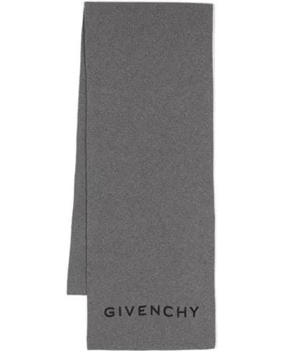 Givenchy Logo-embroidered Knitted Scarf - Grey