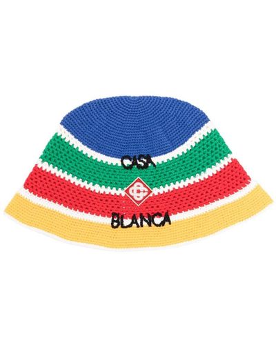 Casablancabrand Striped Crochet-knit Bucket Hat - Gray