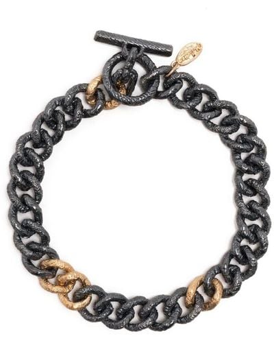 M. Cohen 18kt Yellow Gold Hammered Chain Bracelet - Black