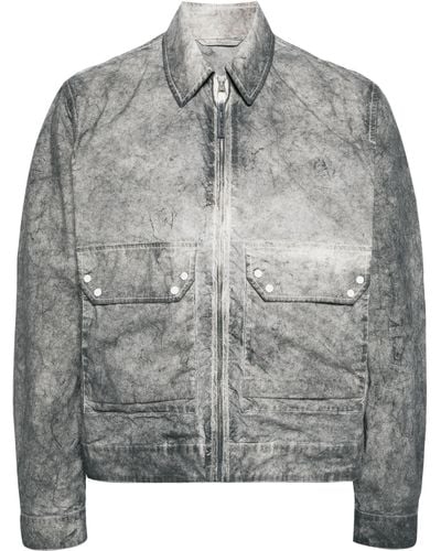 C.P. Company Zip-Up Distressed-Effect Shirt Jacket - Grey