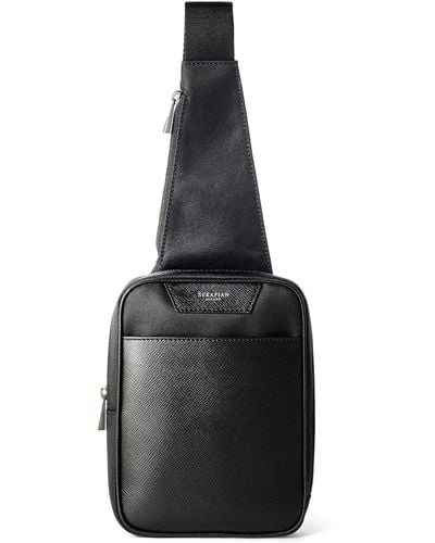 Serapian Sling Evoluzione-Leather Backpack - Black