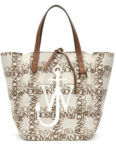 JW Anderson Cabas Logo-grid Tote Bag - Natural