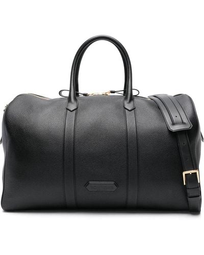 Tom Ford Logo-patch Leather Holdall - Black