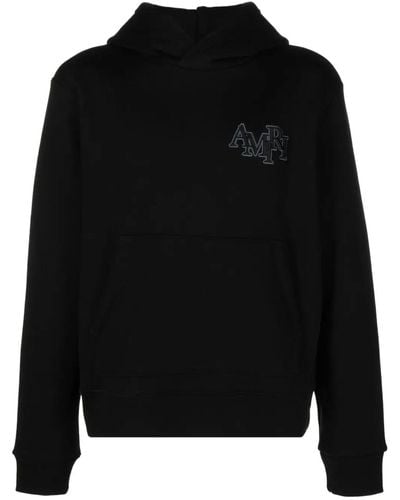 Amiri Staggered Logo-embroidered Cotton Hoodie - Black