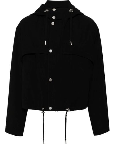 Ami Paris Drawstring Hooded Jacket - Black