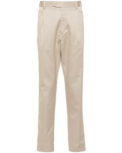 Brioni Slim-Fit Cotton Tailored Trousers - Natural
