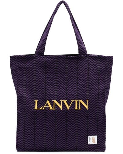 Lanvin X Future Embroidered-Logo Tote Bag - Blue