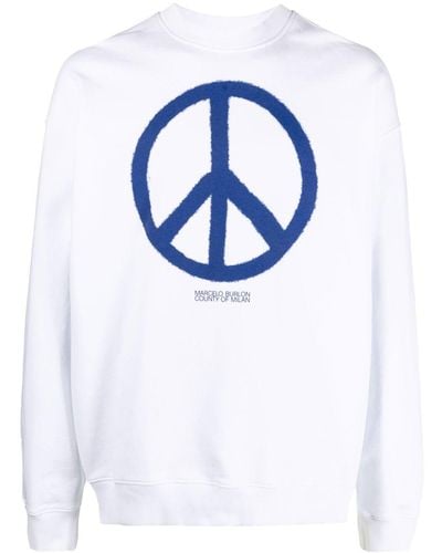 Marcelo Burlon County Peace Organic Cotton Sweatshirt - Blue