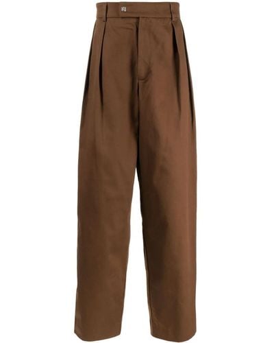 Amiri Pleat-detailing Cotton Straight Trousers - Brown