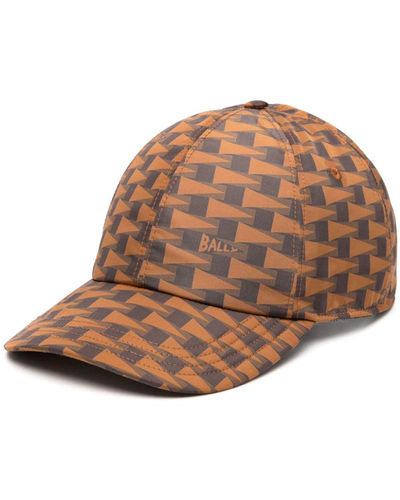 Bally Geometric-print Cotton Baseball Cap - Brown