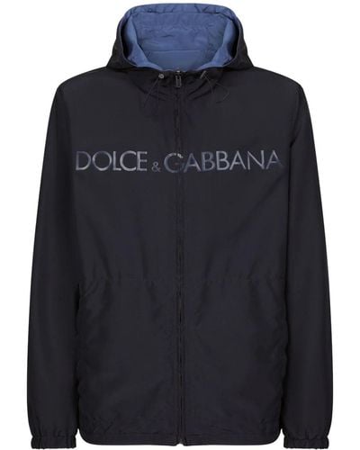 Dolce & Gabbana Logo-Print Reversible Parka - Blue