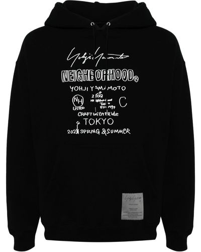Yohji Yamamoto Logo-print Cotton Hoodie - Black