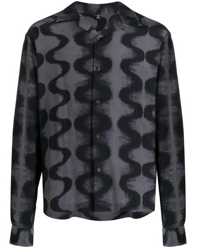 McQ Abstract-print Silk Shirt - Black