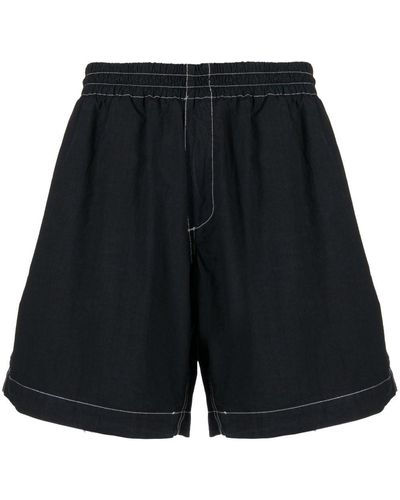 Sunnei Contrast-stitching Cotton Shorts - Black