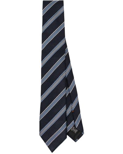 Zegna Striped Jacquard Silk Tie - Blue