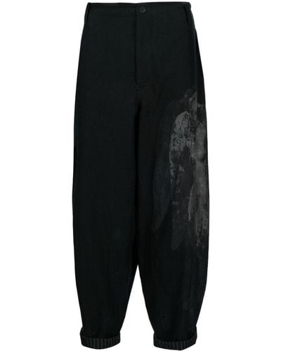 Yohji Yamamoto Graphic-print Drop-crotch Pants - Black