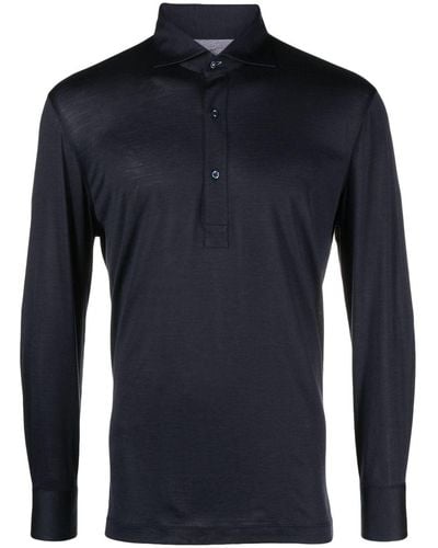 Brunello Cucinelli Silk-cotton Jersey Polo Shirt - Blue