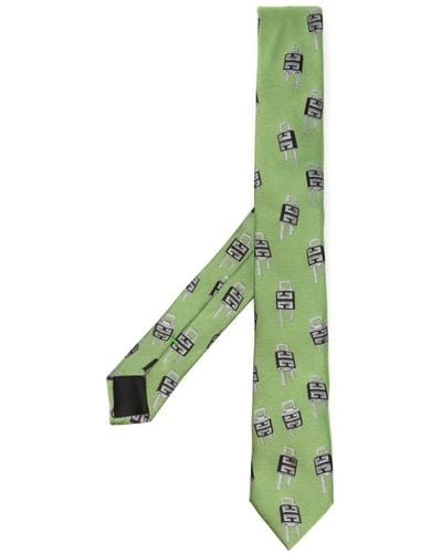 Givenchy Embroidered Silk Tie - Green